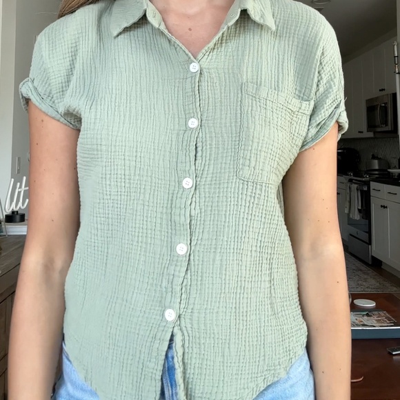 Light Green Blouse Shein Medium Women's Blouse Work Shirt - Picture 3 of 5